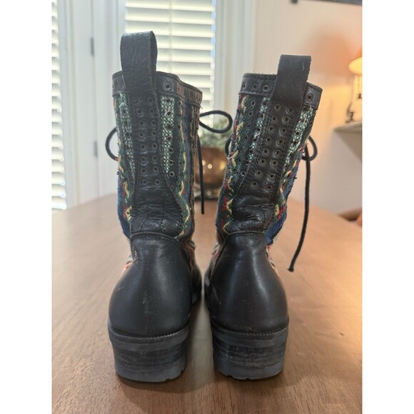 JEFFREY CAMPBELL Distressed Leather Combat Boots Aztec Foldover 2-Way Size 7 - Picture 14 of 15